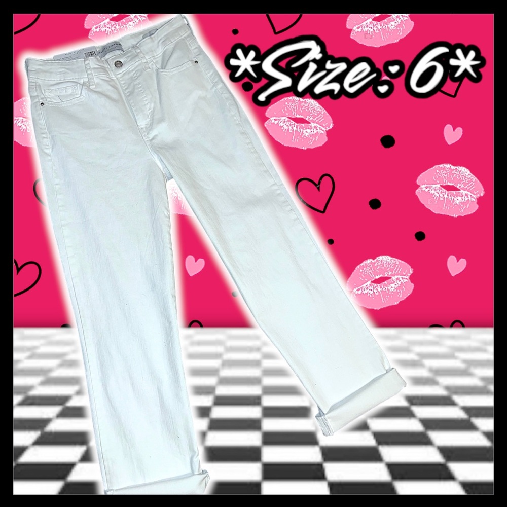Women's Straight Leg Jeans - White Social Standard Stretchy Pants